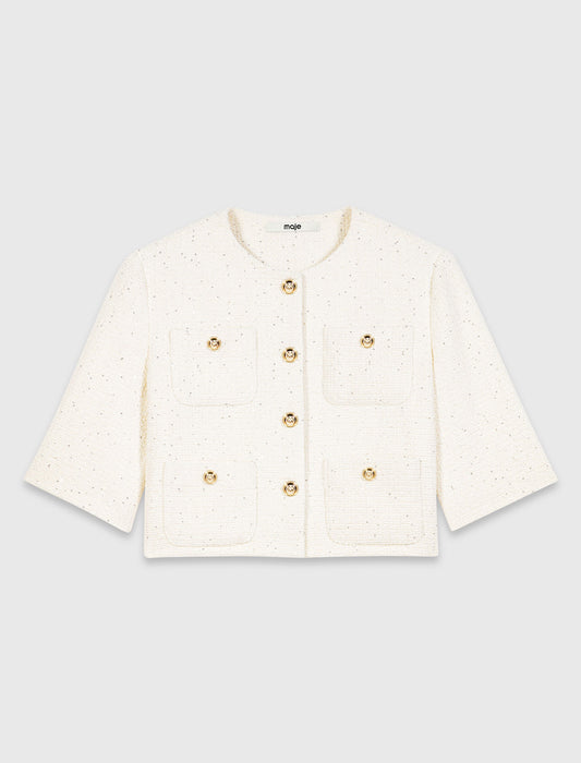 Chaqueta de tweed manga corta