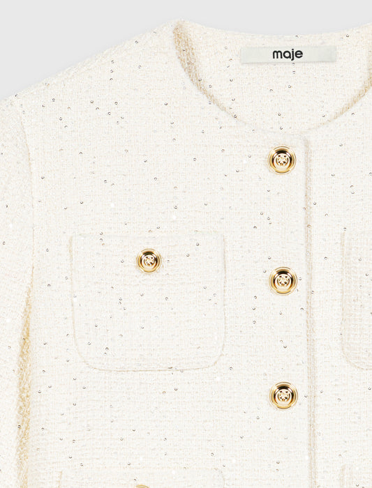 Chaqueta de tweed manga corta