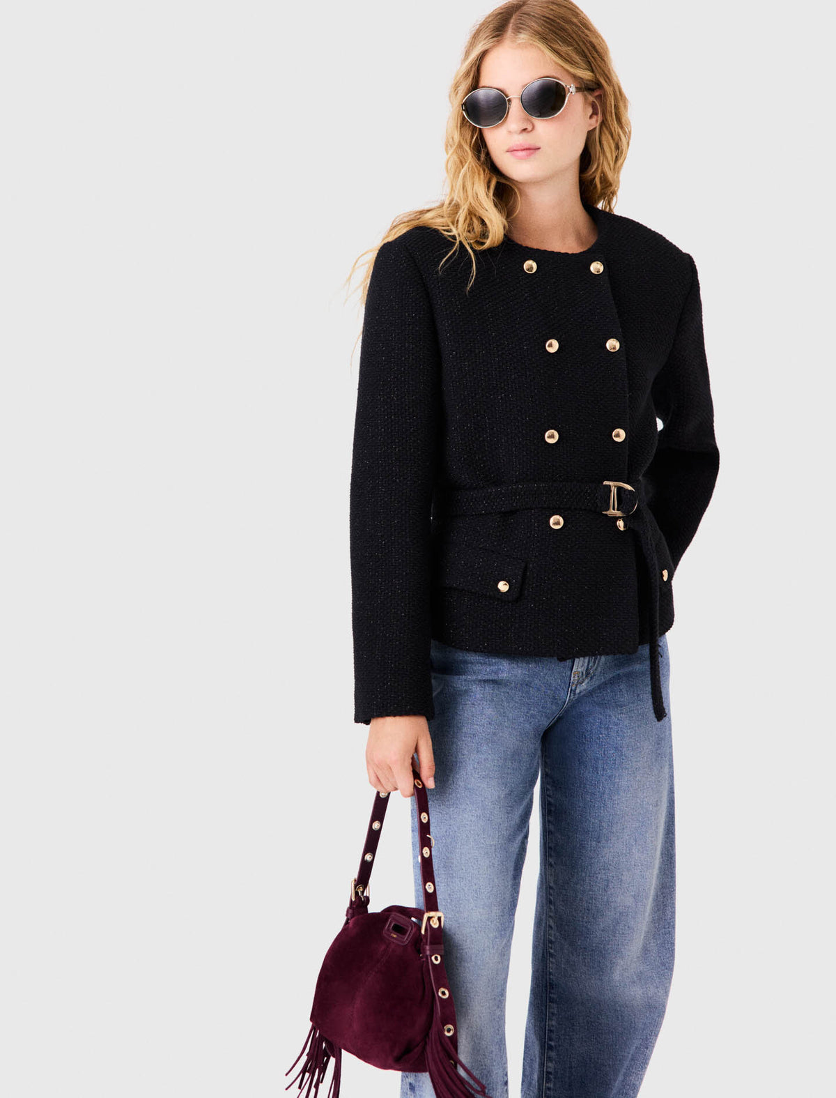 Chaqueta semilarga cruzada