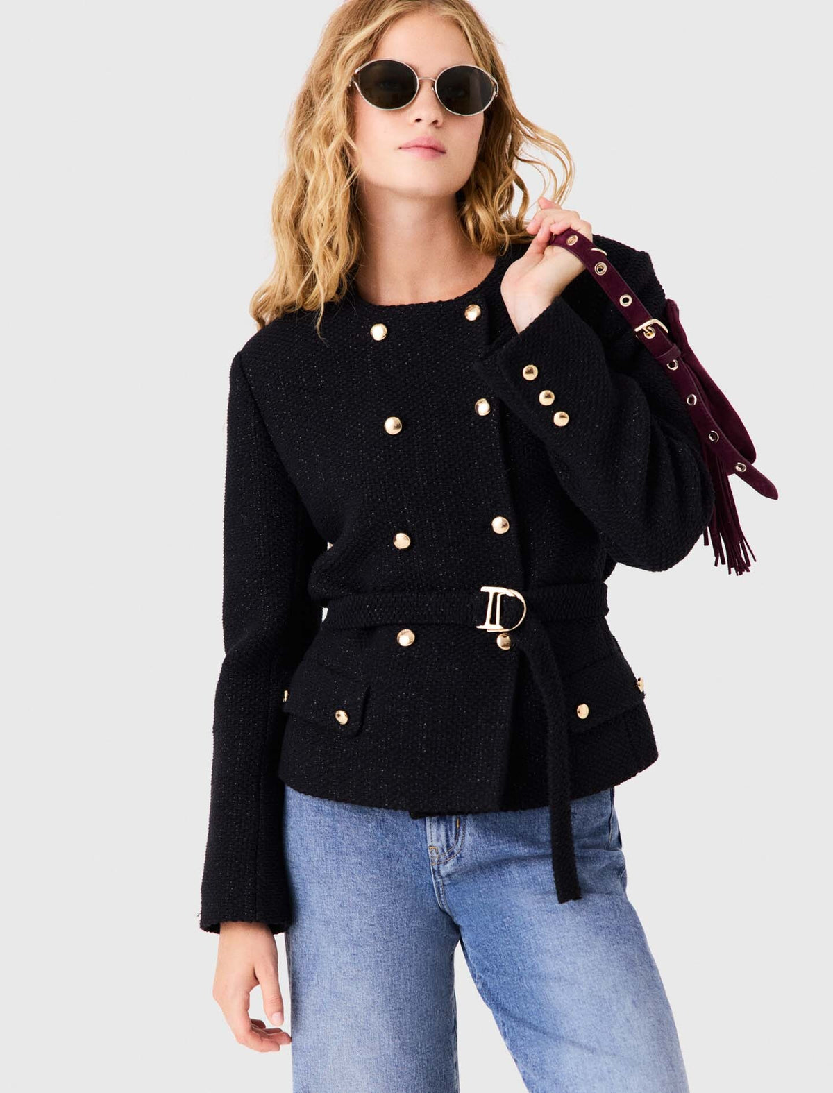 Chaqueta semilarga cruzada