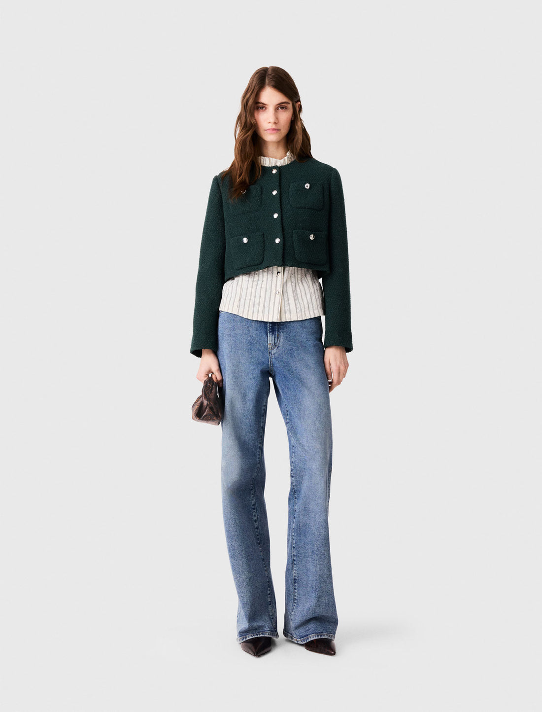Chaqueta de tweed con flecos
