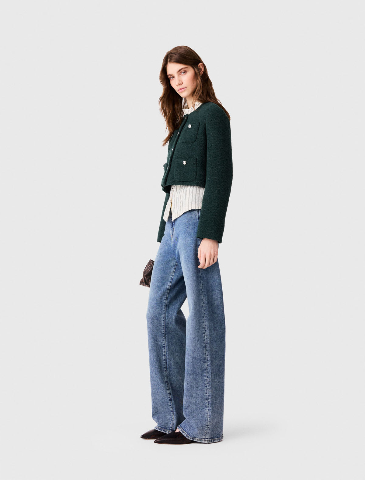 Chaqueta de tweed con flecos