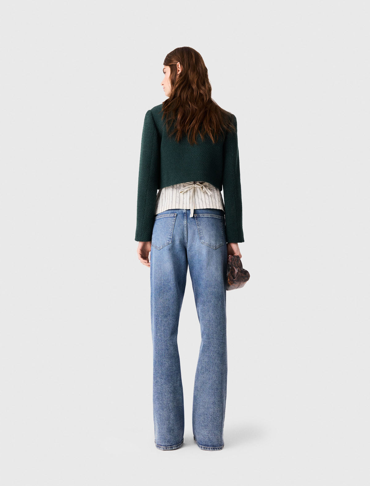 Chaqueta de tweed con flecos