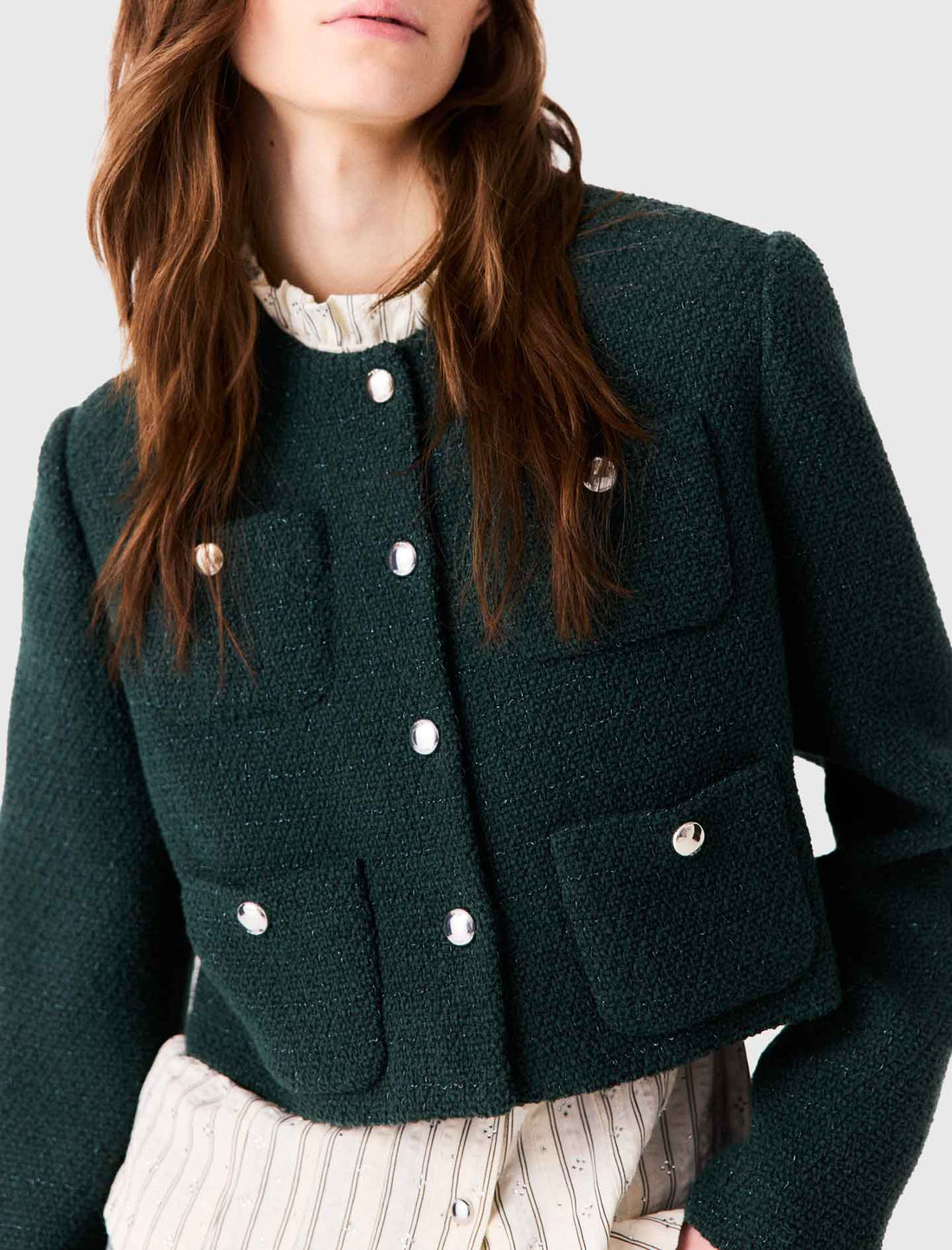 Chaqueta de tweed con flecos
