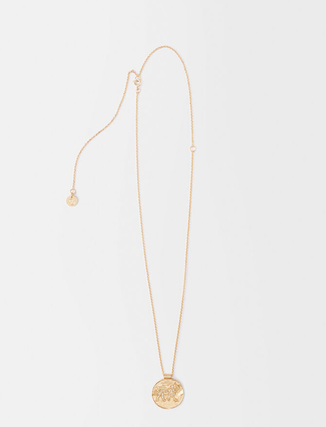 Collar con moneda de latón zodiaco Leo
