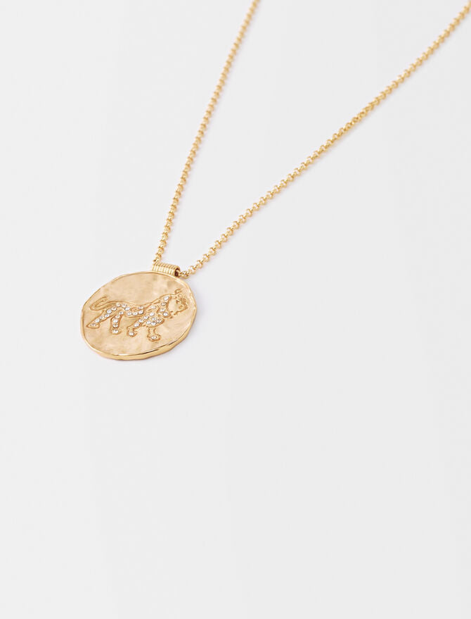 Collar con moneda de latón zodiaco Leo