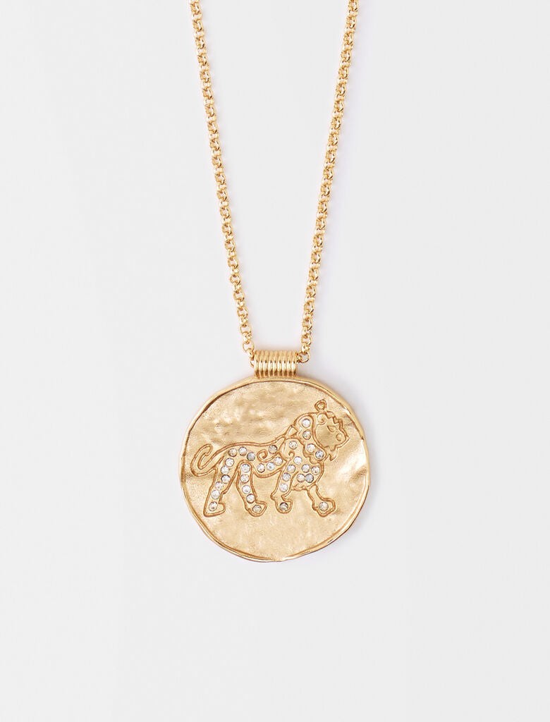 Collar con moneda de latón zodiaco Leo