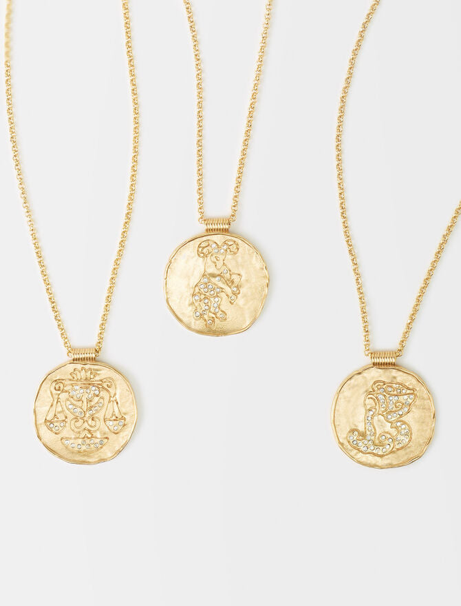 Collar con moneda de latón zodiaco Aries
