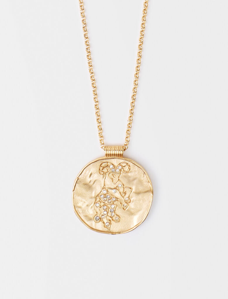 Collar con moneda de latón zodiaco Aries