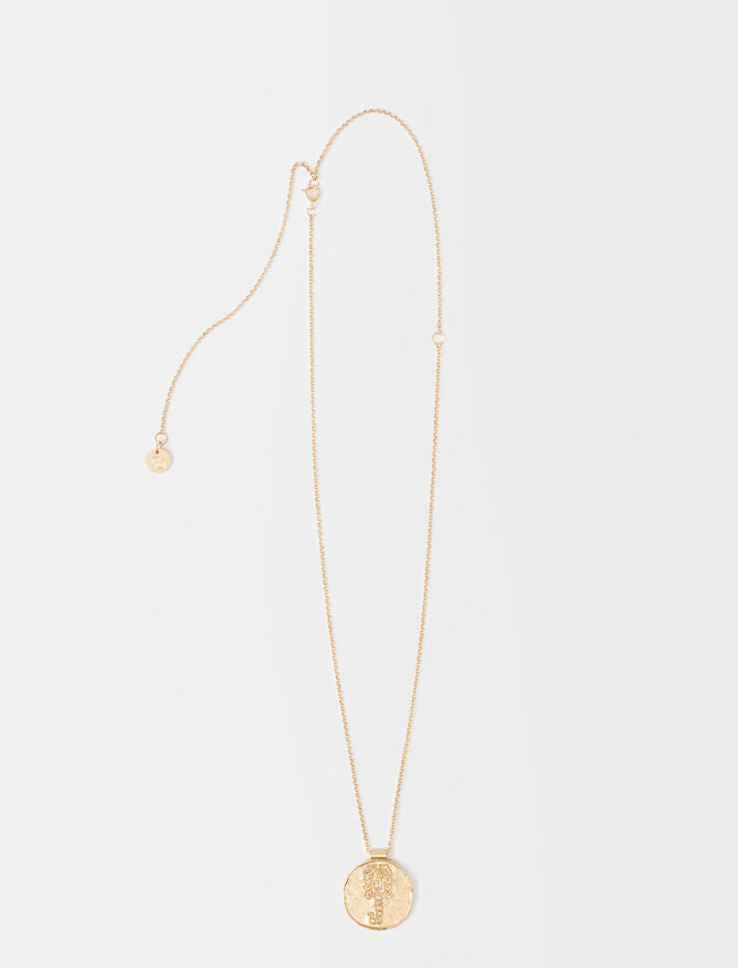 Collar con moneda de latón zodiaco Escorpión