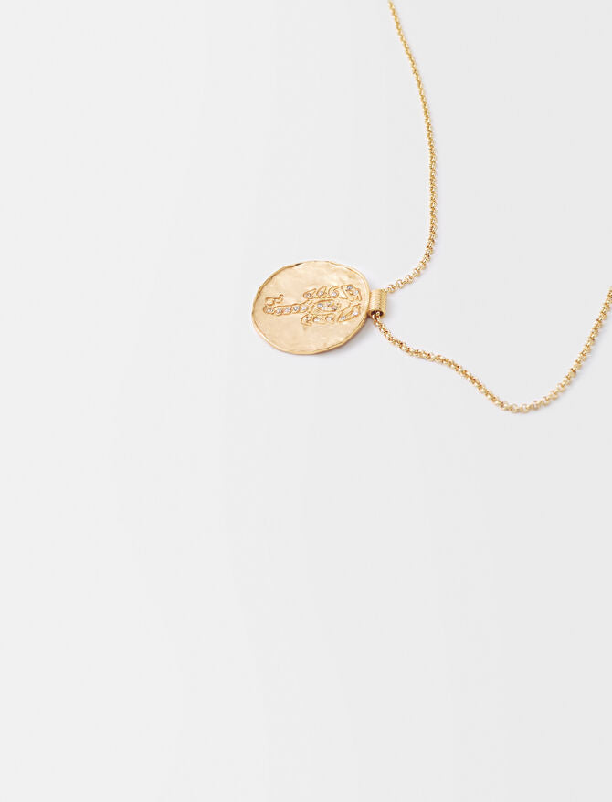 Collar con moneda de latón zodiaco Escorpión