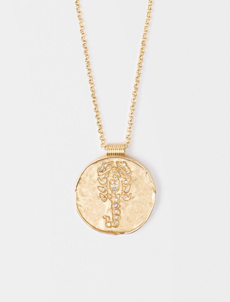Collar con moneda de latón zodiaco Escorpión