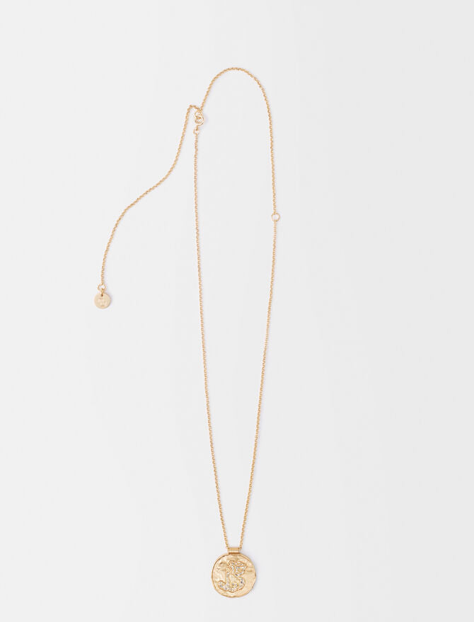 Collar con moneda de latón zodiaco Acuario