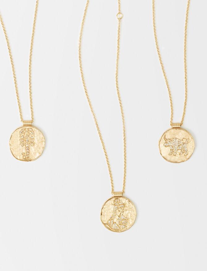 Collar con moneda de latón zodiaco Géminis