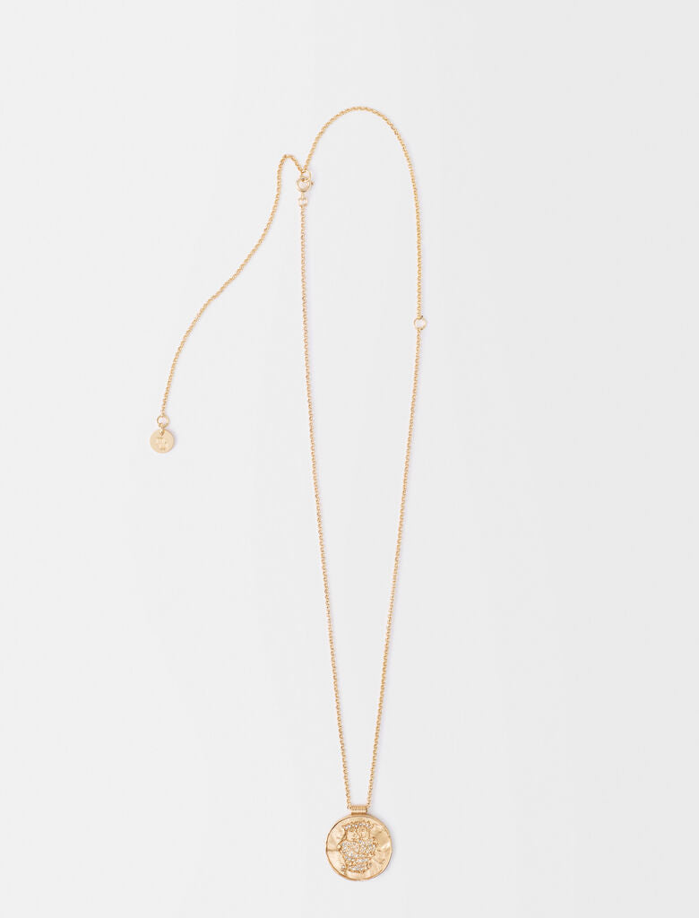 Collar con moneda de latón zodiaco Géminis