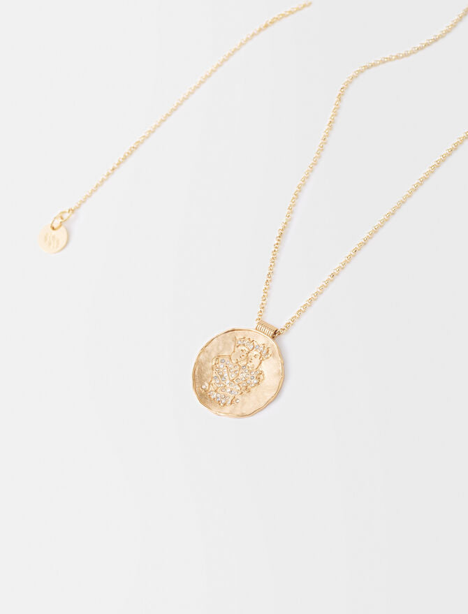 Collar con moneda de latón zodiaco Géminis