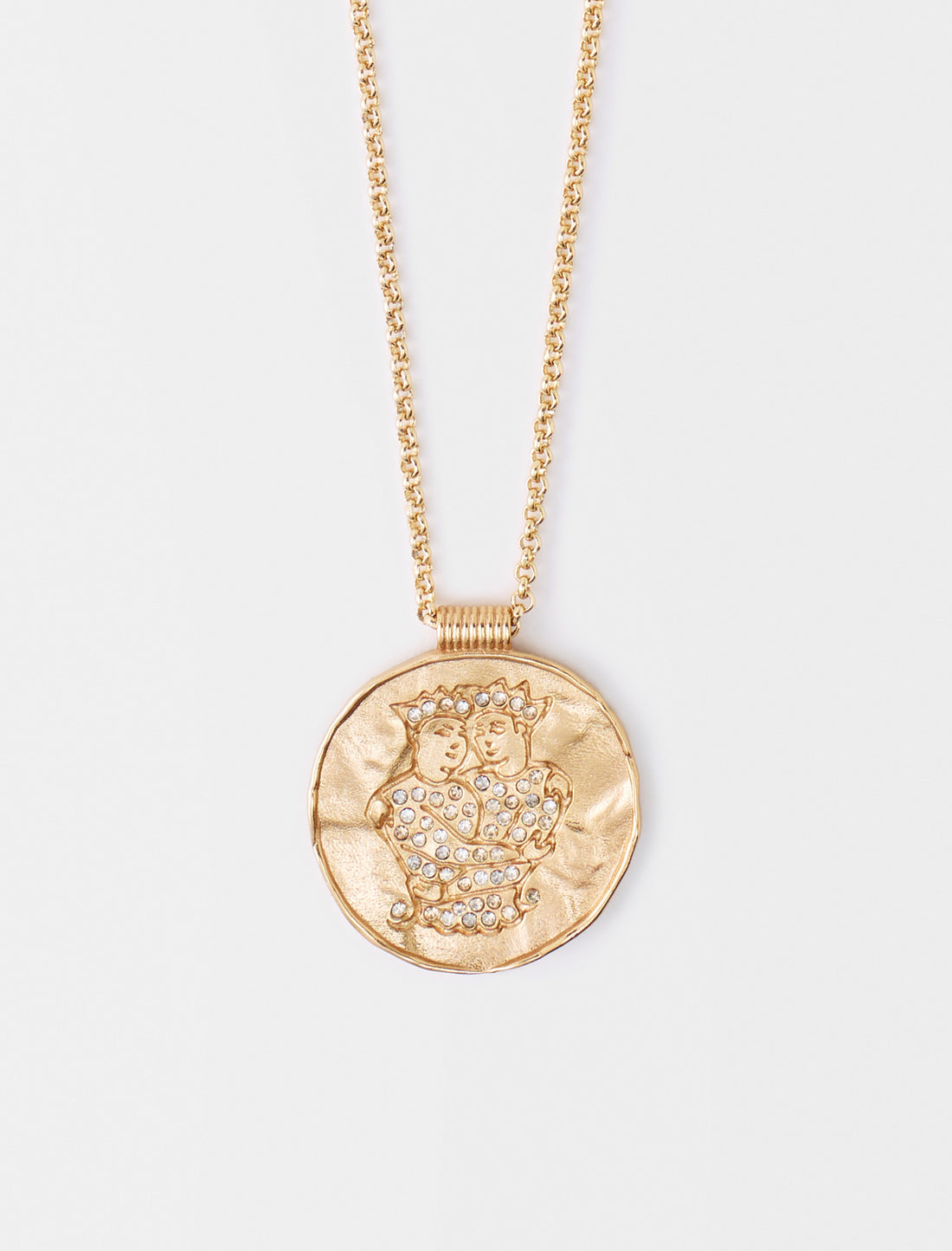Collar con moneda de latón zodiaco Géminis