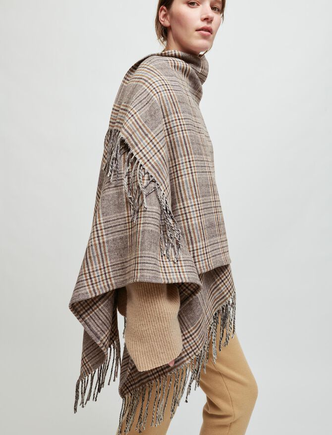 Poncho de fieltro de cuadros