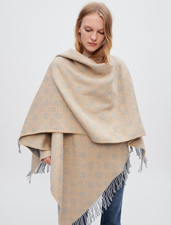 Poncho de punto jacquard Clover de Maje