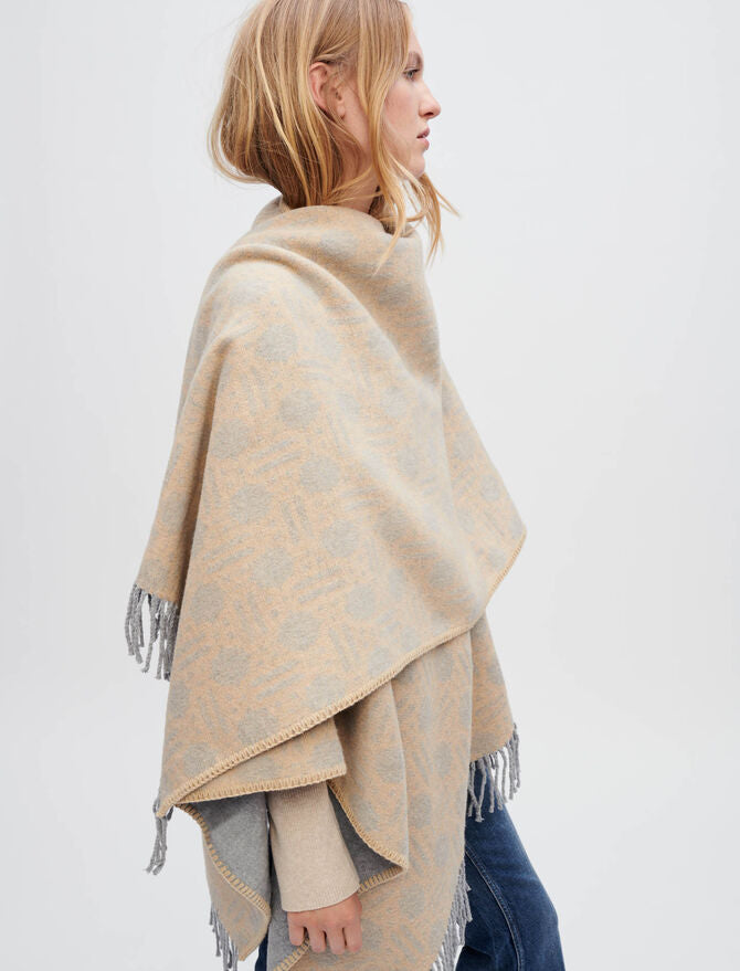 Poncho de punto jacquard Clover de Maje