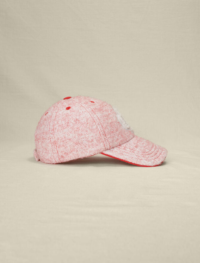 Gorra efecto tweed rosa