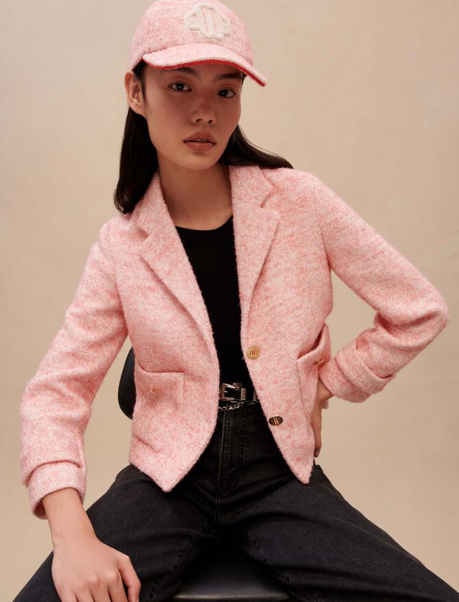 Gorra efecto tweed rosa