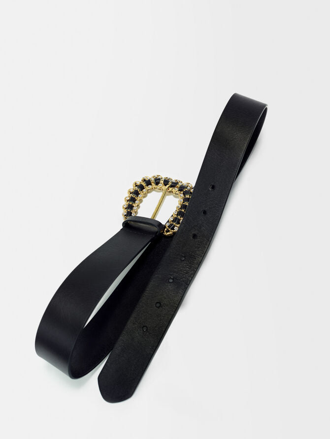 Cinturón de piel negra