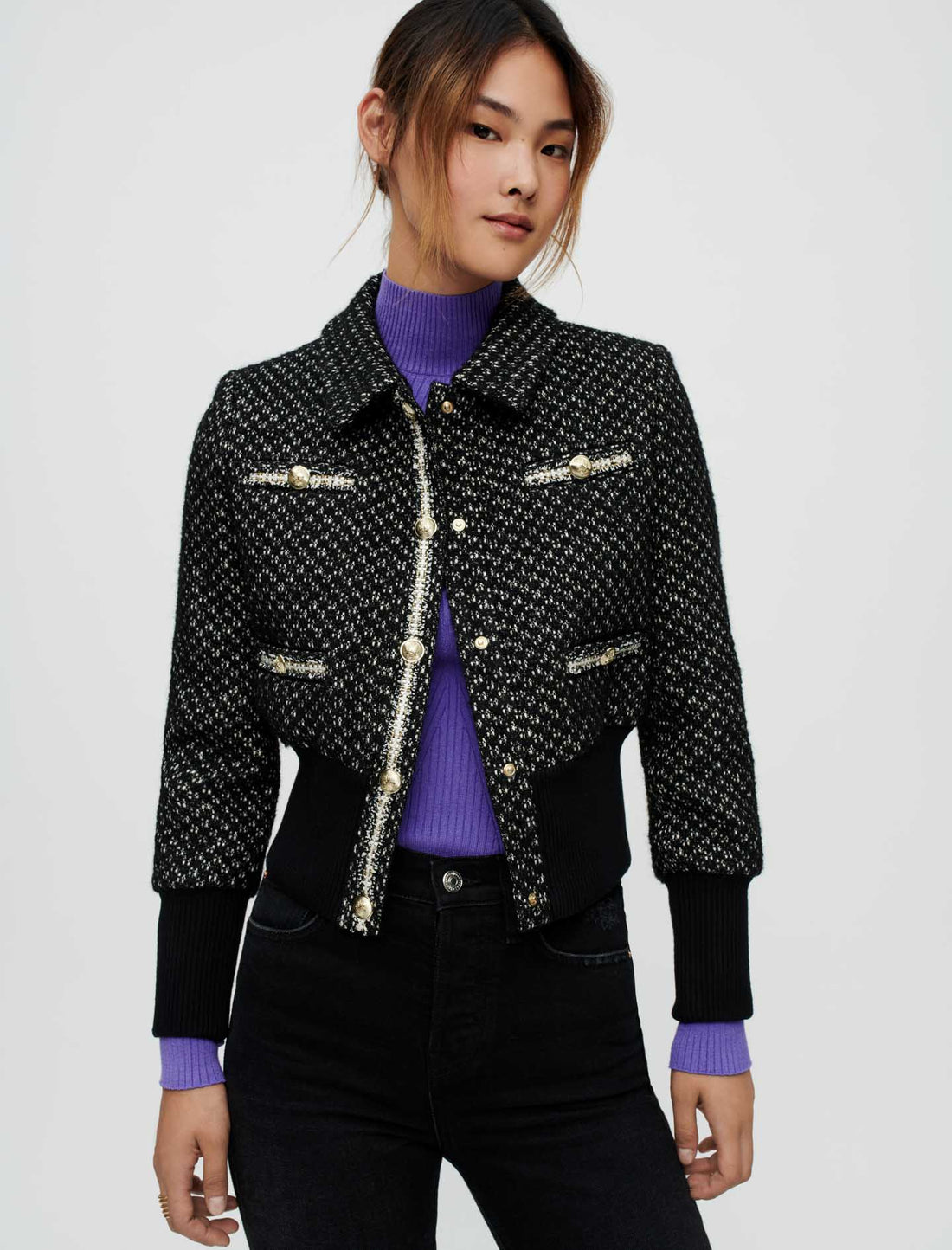 Cazadora de tweed ceñida