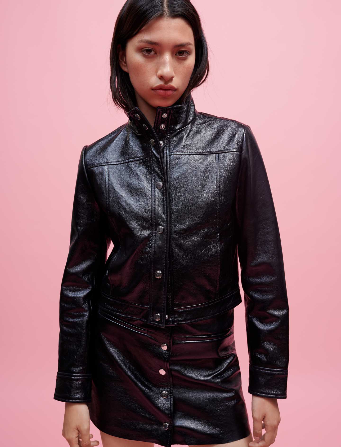 Chaqueta de cuero de vinilo