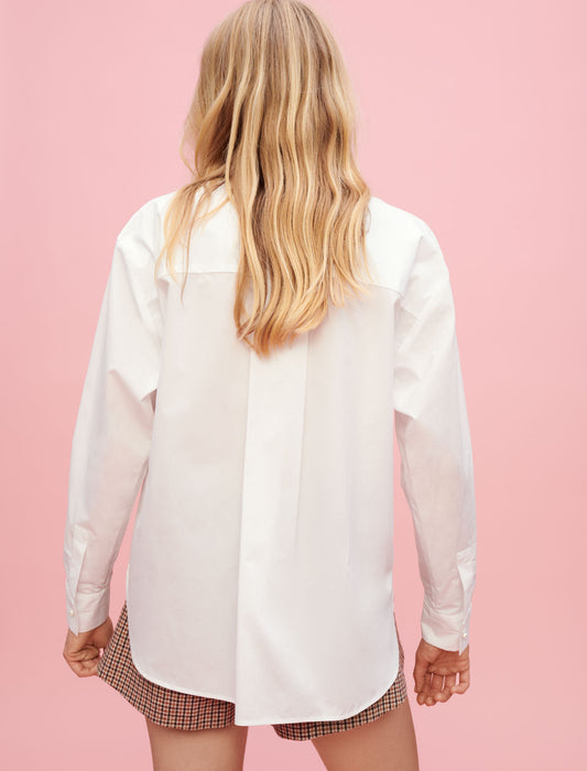 Camisa de popelina de algodón blanca