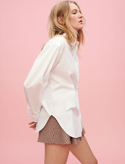 Camisa de popelina de algodón blanca