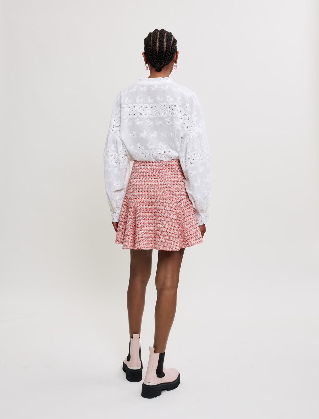 Falda de tweed con galones étnicos