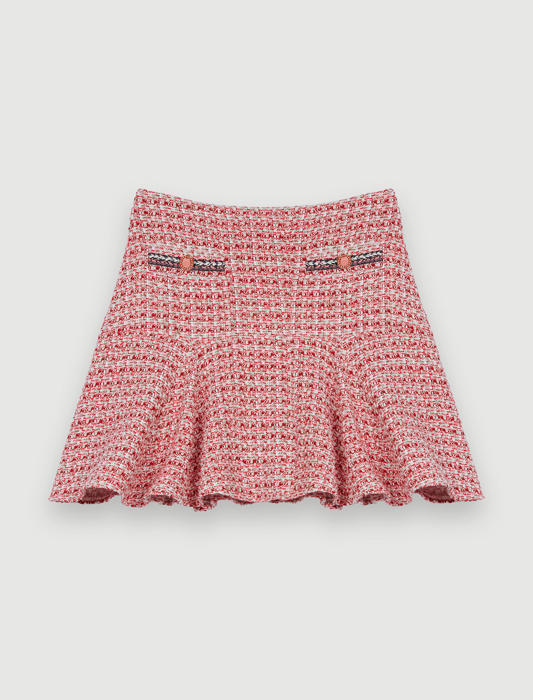 Falda de tweed con galones étnicos