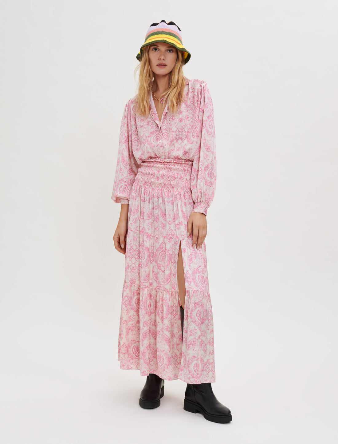 Falda de raso estampada