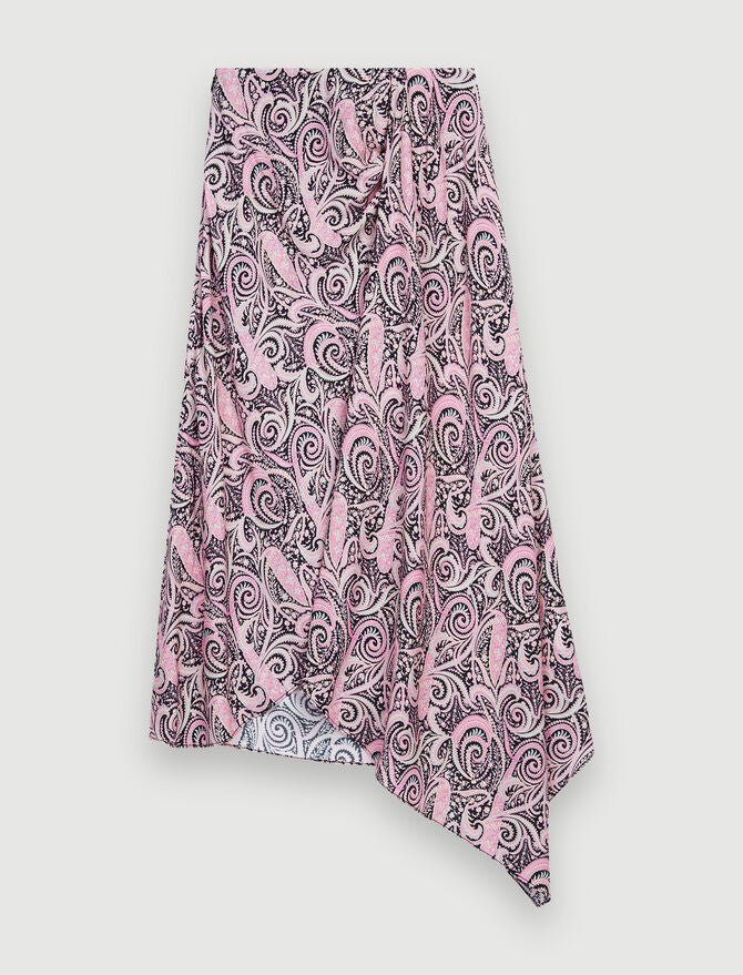 Falda asimétrica de viscosa estampada