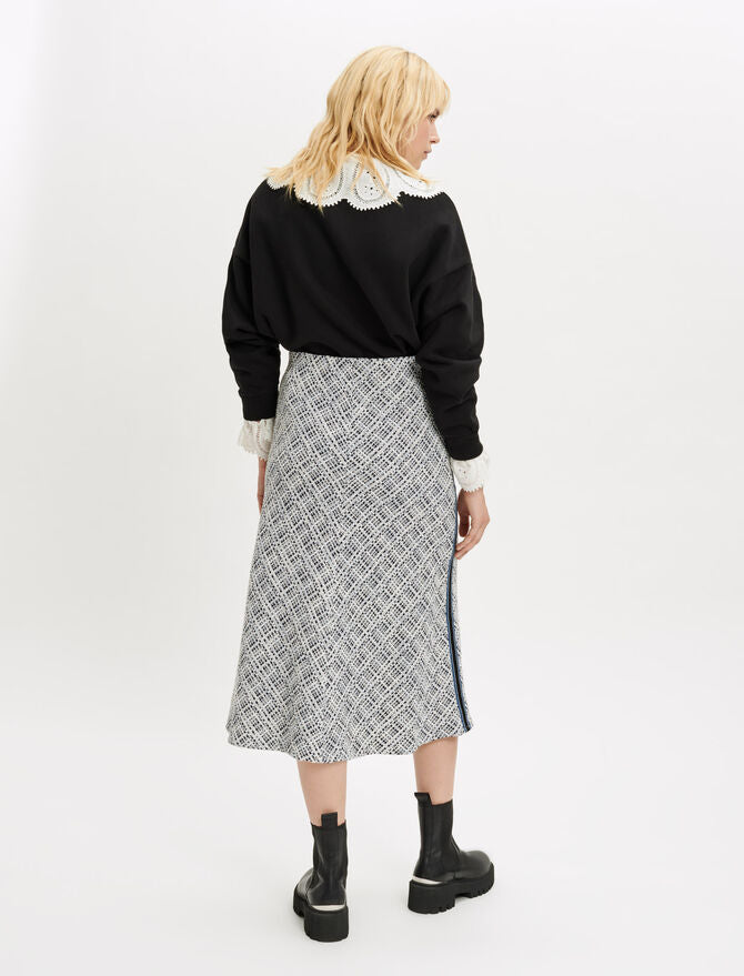 Falda midi de tweed