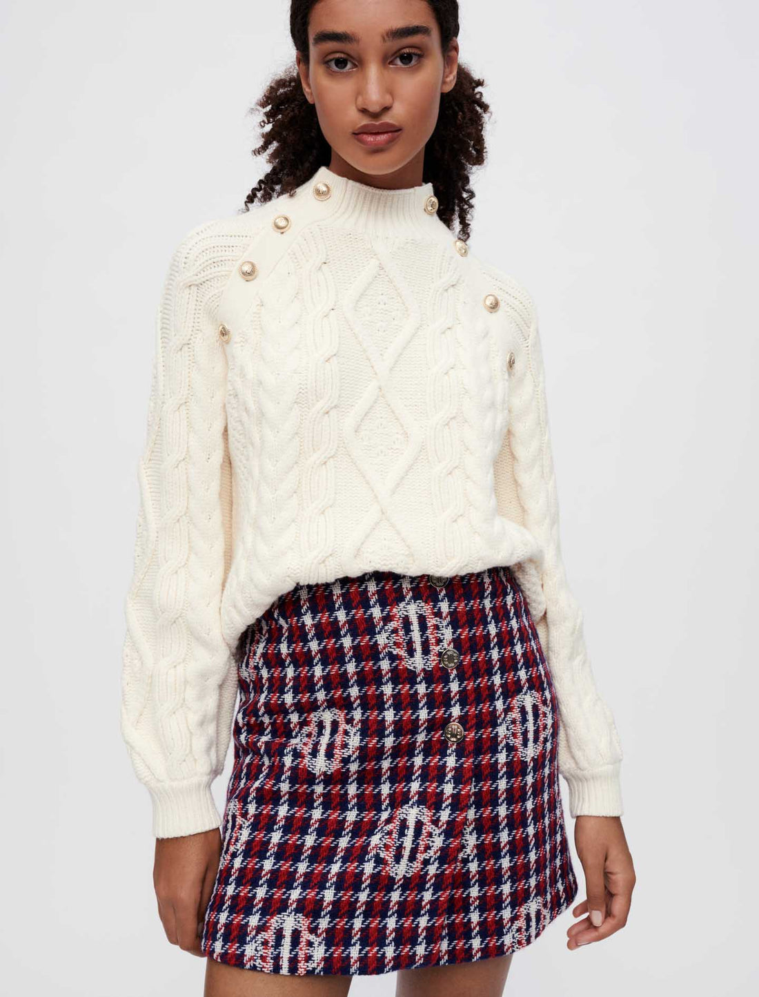 Falda jacquard Clover de cuadros