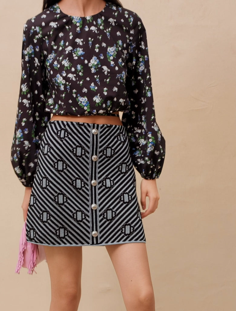 Falda de jacquard con estampado