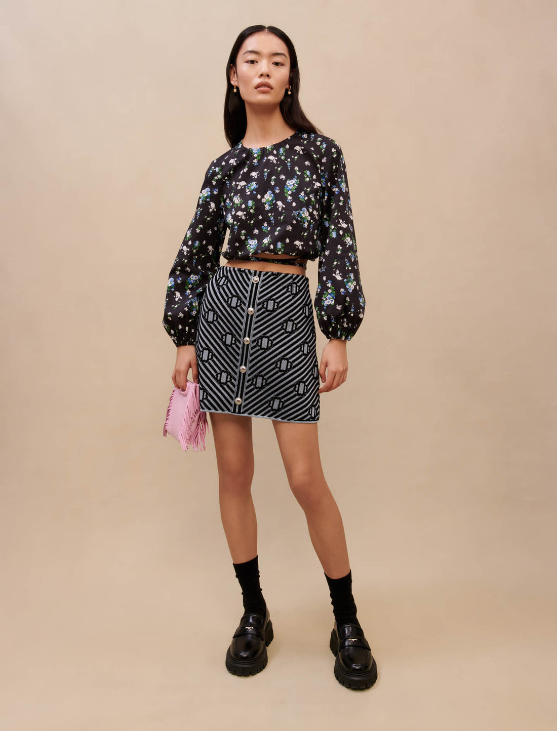 Falda de jacquard con estampado