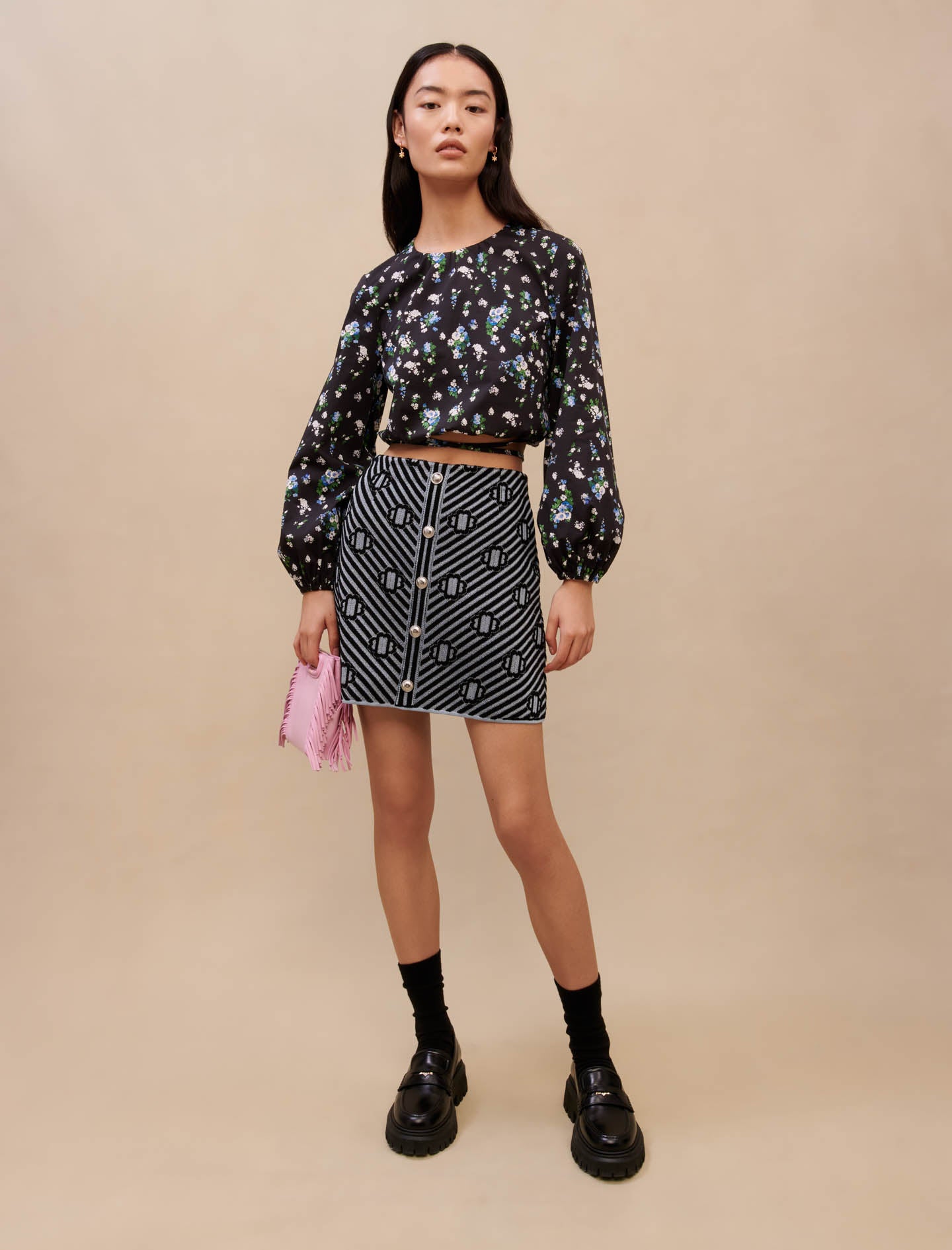 Falda de jacquard con estampado