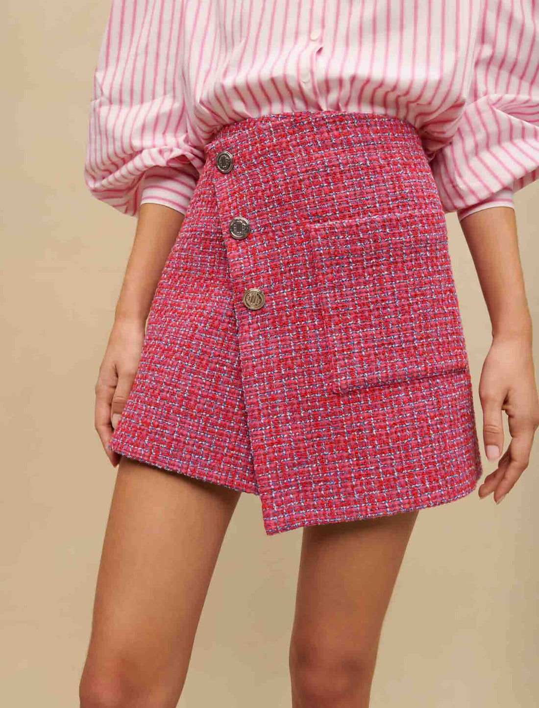Falda cruzada de tweed