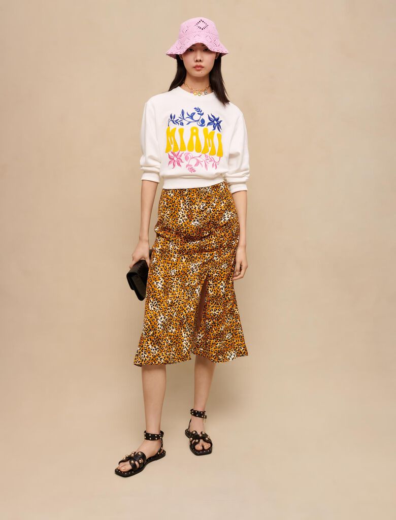 Falda midi con estampado de leopardo
