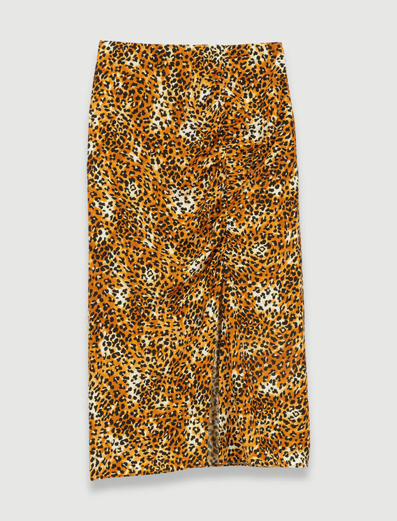 Falda midi con estampado de leopardo