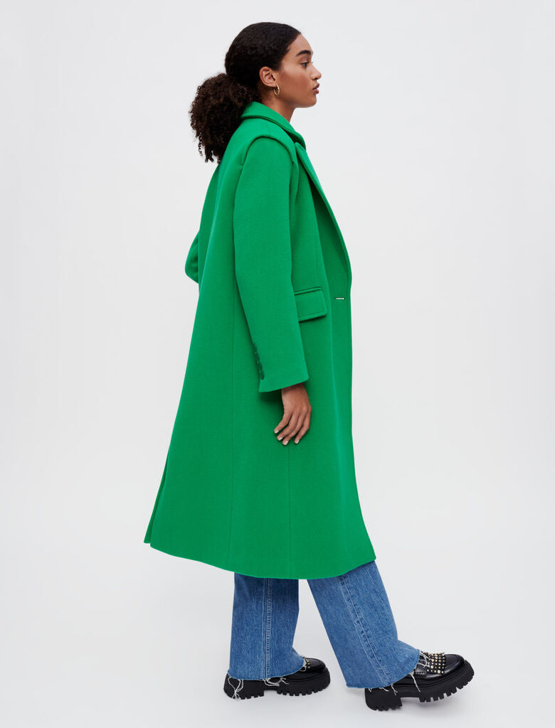 Abrigo largo en mezcla de lana verde