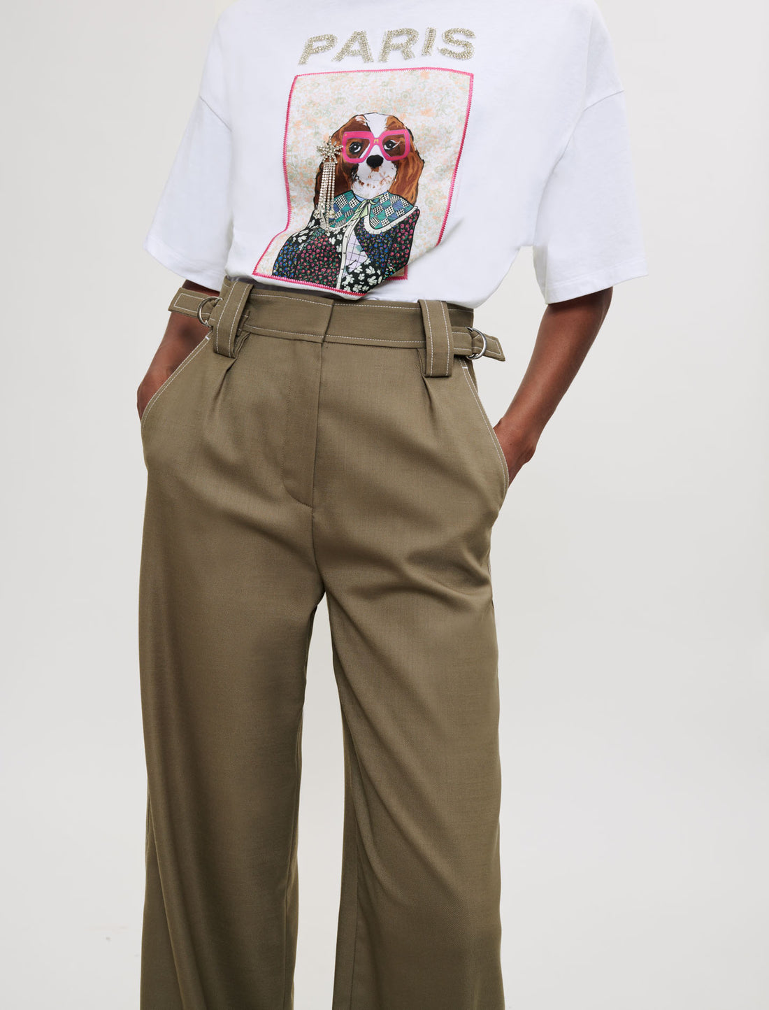 Pantalón de traje de tiro alto