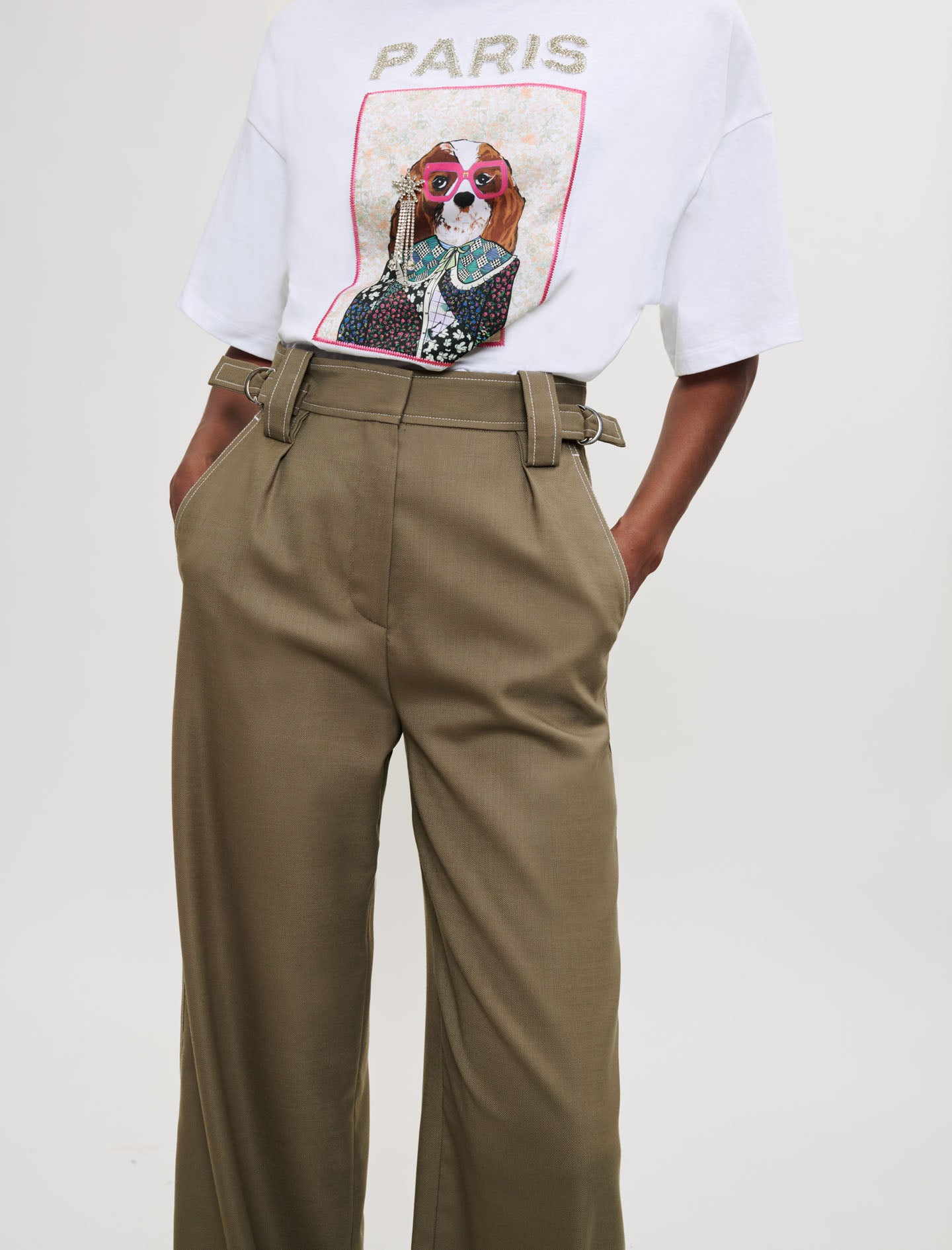 Pantalón de traje de tiro alto
