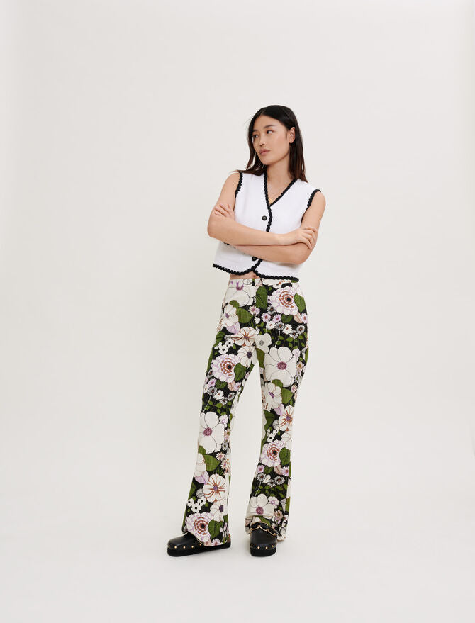 Pantalón con estampado floral setentero