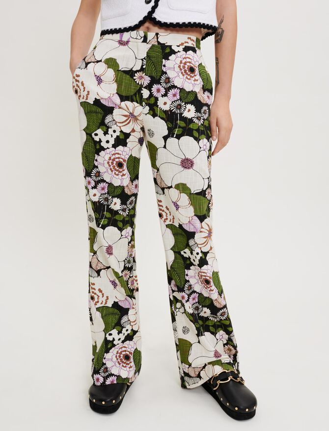 Pantalón con estampado floral setentero