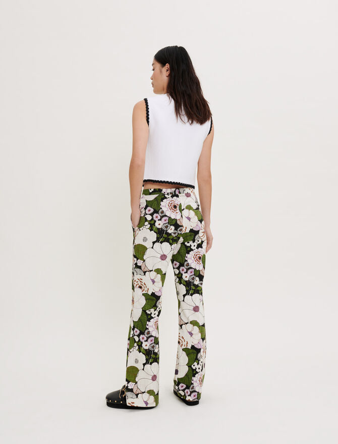 Pantalón con estampado floral setentero