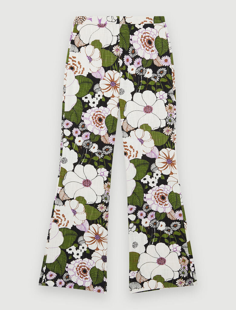 Pantalón con estampado floral setentero